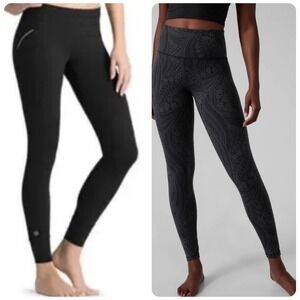 Athleta Relay Reflective and Elation Textured Leggings Bundle Size Small